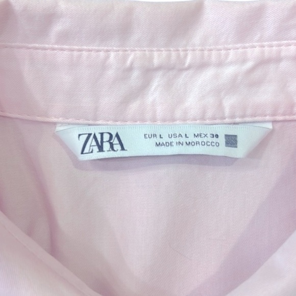 Zara Long Sleeve Button Down Oversize Cotton Top Pink Size Large - Picture 3 of 8
